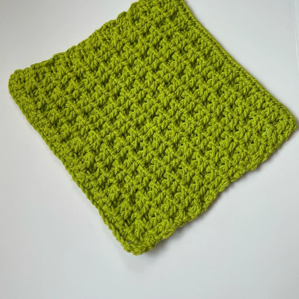 Handmade crochet soap saver + washcloth 100% cotton in light green
